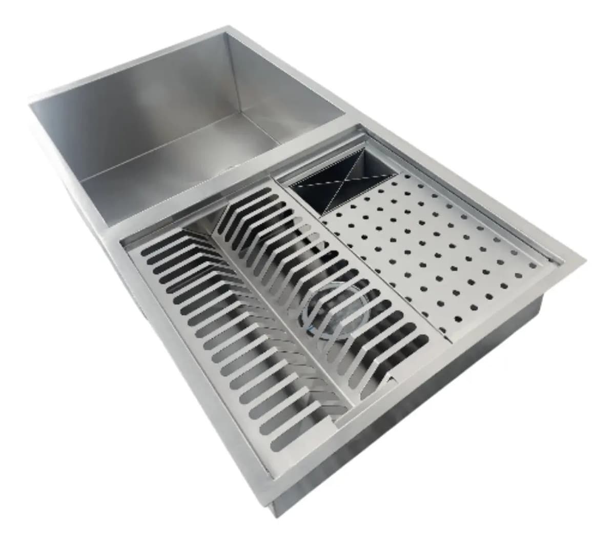 Cuba Com Calha C/ Tampa + Dispenser Inox + Lixeira 5l Cinza