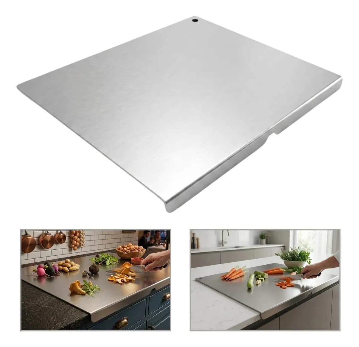 Tábua de Corte Inox 304 Grande 80x51 cm Ecosul