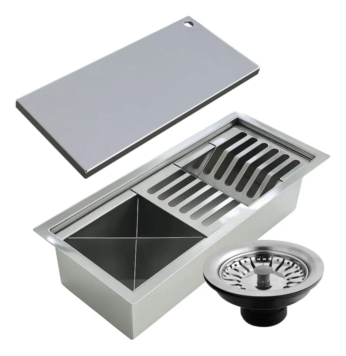 Calha Úmida Gourmet 19x38 cm Inox 304 com Tampa Ecosul