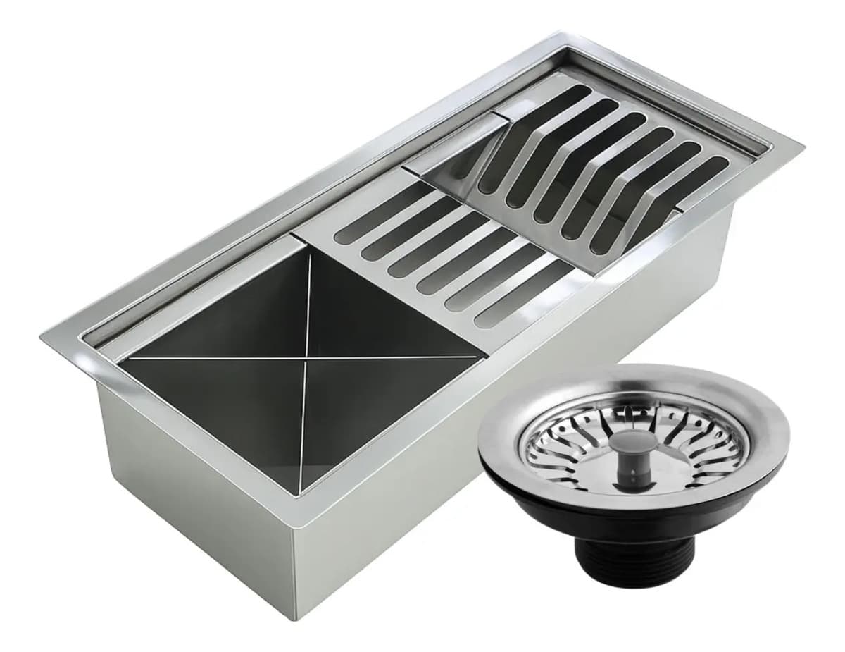 Calha Gourmet Escorredor Inox Tamanho 19x38 Cm Ecosul Cinza
