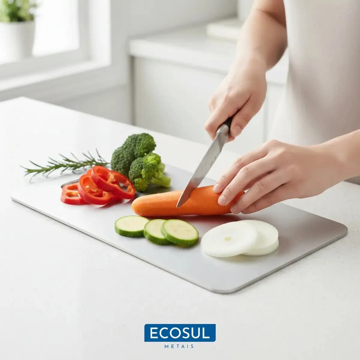 Tábua De Corte Inox 304 Antibacteriana Ecosul Tábua 40x28 Cinza
