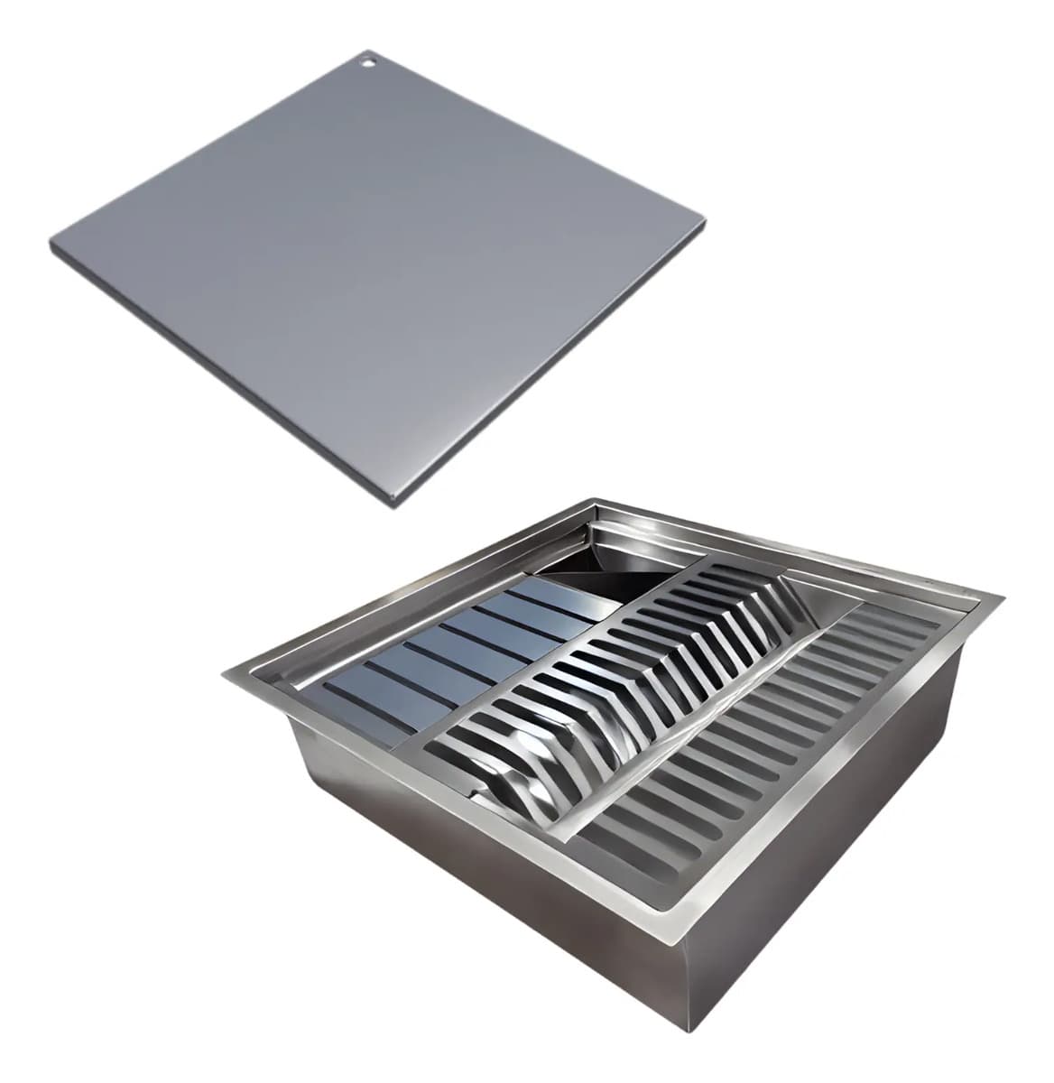 Calha Úmida Gourmet 40x40 cm Inox 304 com Tampa Ecosul