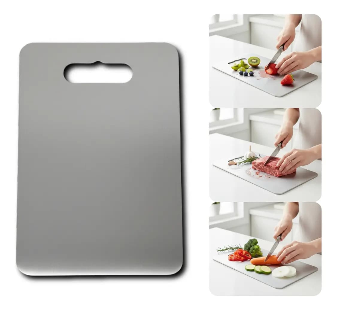 Tábua De Corte Inox 304 Antibacteriana Ecosul Tábua 40x28 Cinza