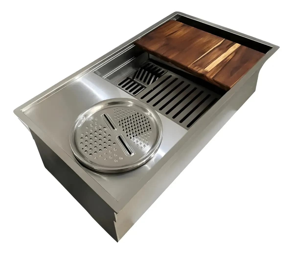 Cuba Para Cozinha Simple Ecosul Metais Premium Workstation Tri Plus De Inox 304 Color Cinza Brilhante Escovada