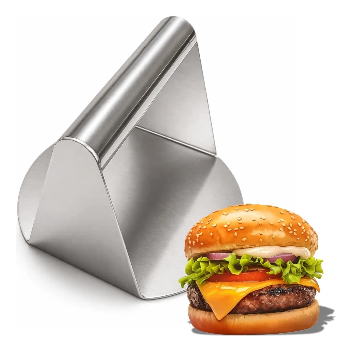 Prensa Redonda Smash Burguer Hambúrguer Aço Inox 304 Ecosul Aço Inox Escovado
