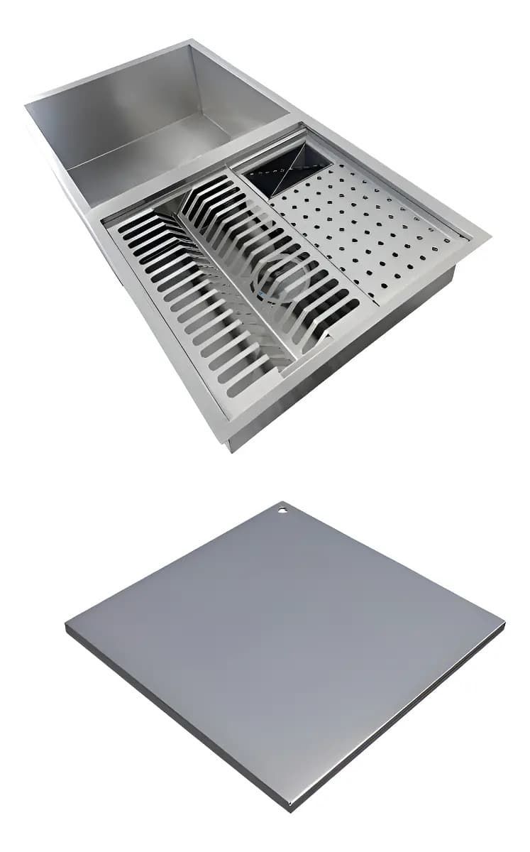 Cuba com Calha Úmida Integrada 44x84 cm Inox 304 com Tampa Ecosul