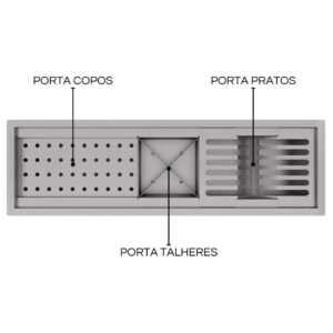 Calha Gourmet Escorredor Inox Tamanho 19x62 Cm Ecosul - Imagem 5