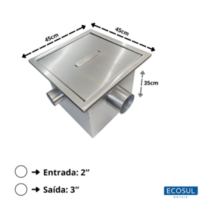 Caixa De Gordura 45x45x35 Aço Inox 304 - Imagem 3