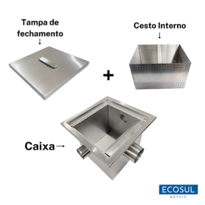 Caixa De Gordura em Aço Inox 304 30x30x25cm - Imagem 3