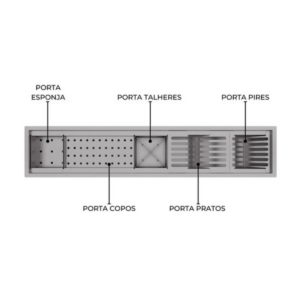 Calha Gourmet Escorredor Inox Tamanho 120 Cm Ecosul + TAMPA - Imagem 3