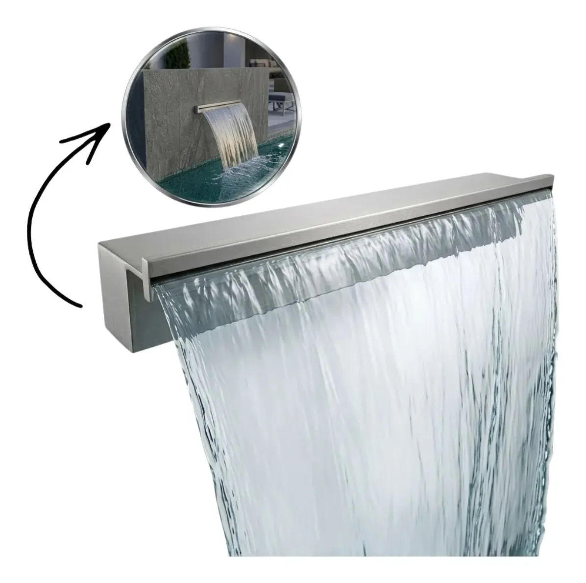 Cascata De Piscina 60cm Linear Aço Inox 316