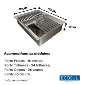 Calha Gourmet Escorredor Inox Tamanho 40x50 Cm Ecosul - Imagem 2