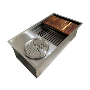 Cuba Workstation Tri Plus Inox 84x48x25 com Acessórios e Tábua