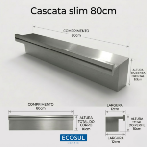 Cascata Slim 80cm para Piscina Aço Inox 304 Ecosul Metais - Imagem 5