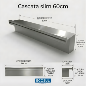 Cascata Slim 60cm para Piscina Aço Inox 304 Ecosul Metais - Imagem 3