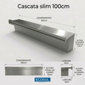 Cascata Slim 100cm para Piscina Aço Inox 304 Ecosul Metais - Imagem 3